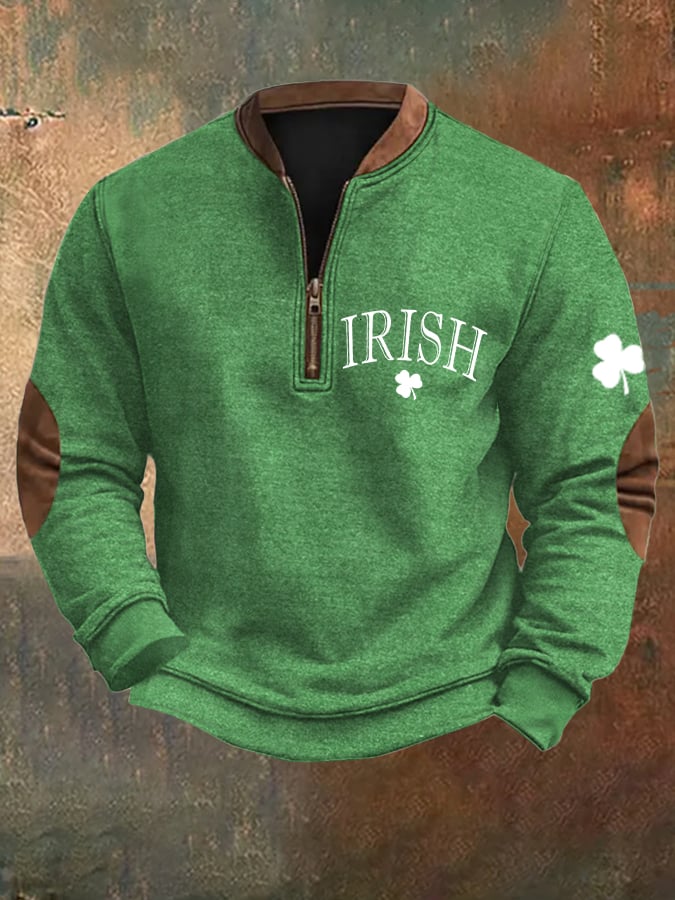 Sudadera Mens St. Patrick's Day Irish estampado cierre cuello