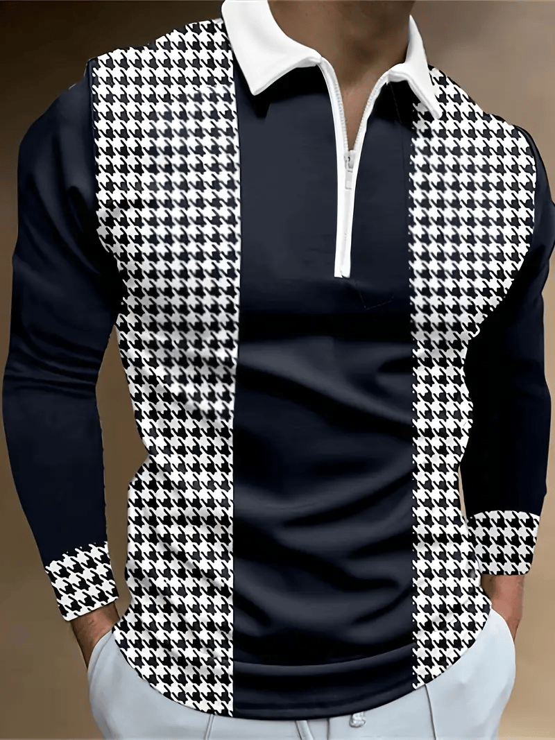 Camisa polo Trendy ejecutivo a rayas cierre para hombre