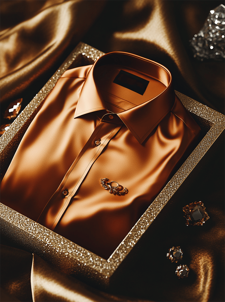 Camisa satén Luxe de manga corta para hombre