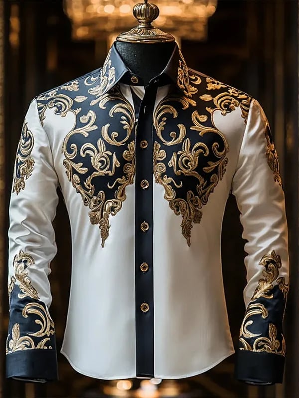 Camisa rayas estampado ejecutivo de manga larga para hombre