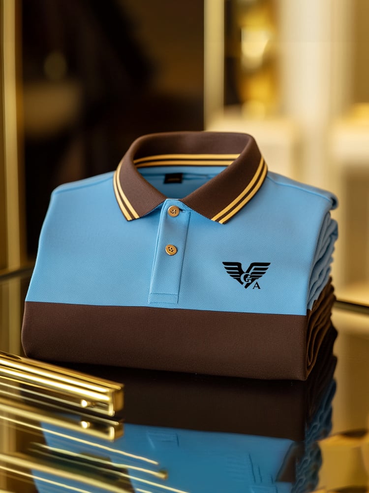 Camisa polo clásico ejecutivo Check Logo Button de manga corta para hombre