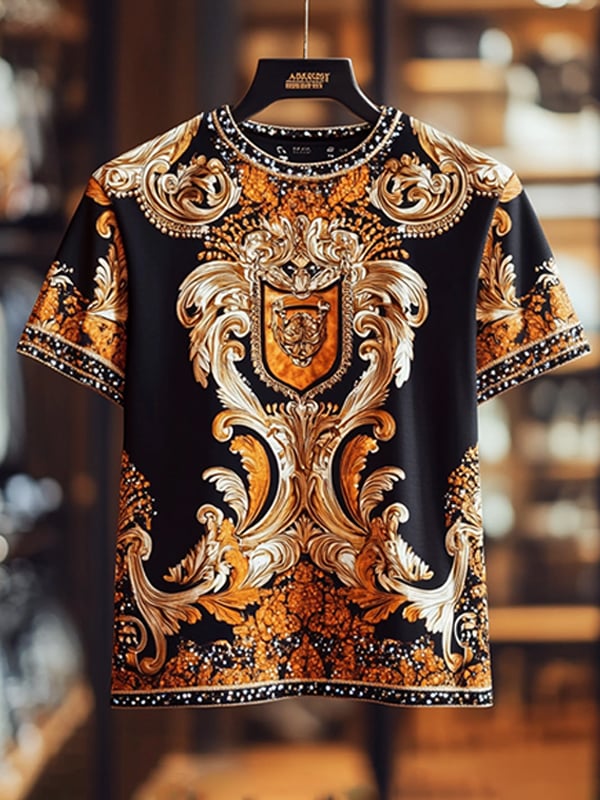 Camiseta ejecutivo de lujo estampado de algodón de manga corta para hombre