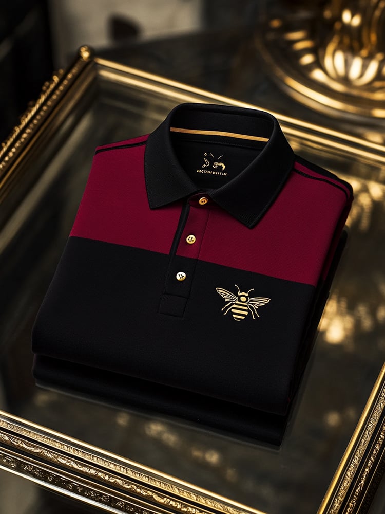 Camisa polo retro ejecutivo Logo estampado de manga larga para hombre