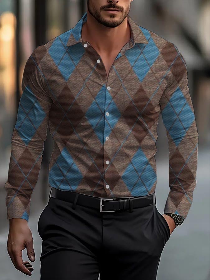 Camisa ejecutivo casual a rayas de manga larga para hombre