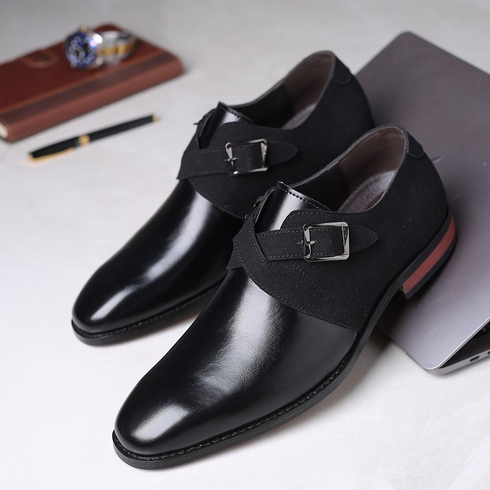 Zapatos Trendy Color Matching Double Buckle Slip-On British Style para hombre