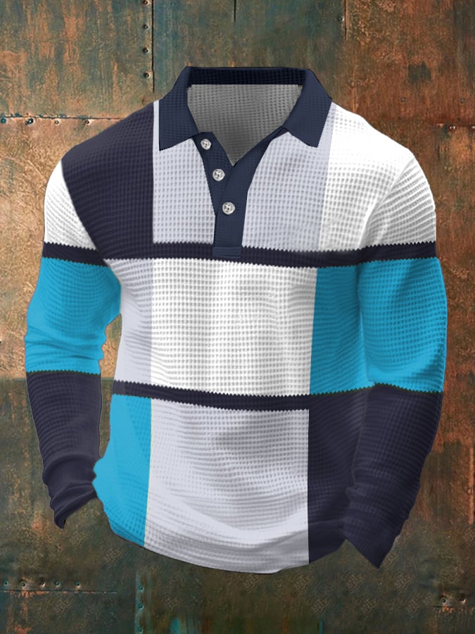 Casual Contrast Waffle Polo para hombre