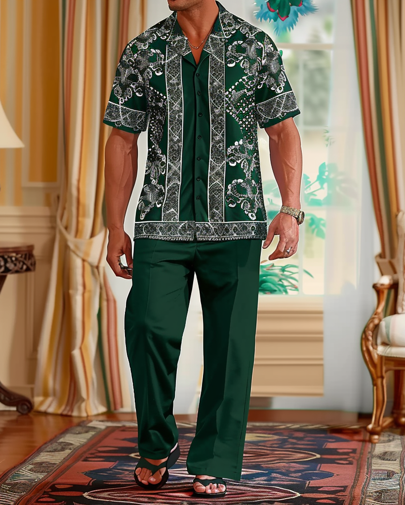 Gorgeous Ethnic floral Pattern Walking Suit 008 para hombre