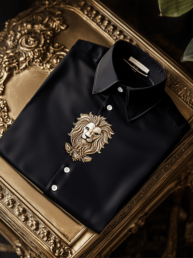 Camisa satén de lujo ejecutivo de manga larga para hombre