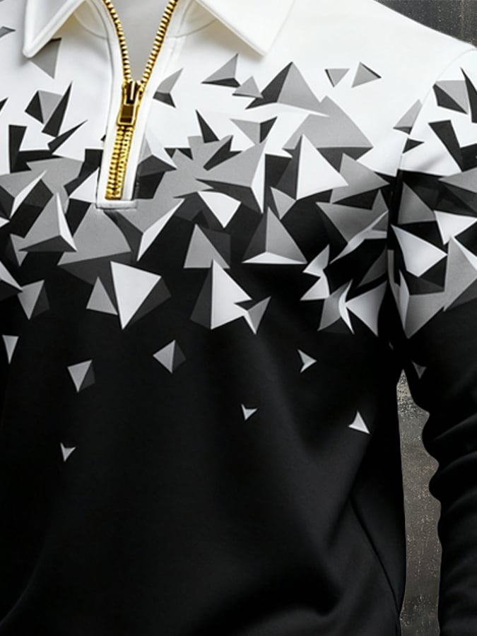 Sudadera retro en bloques de color estampado cierre para hombre