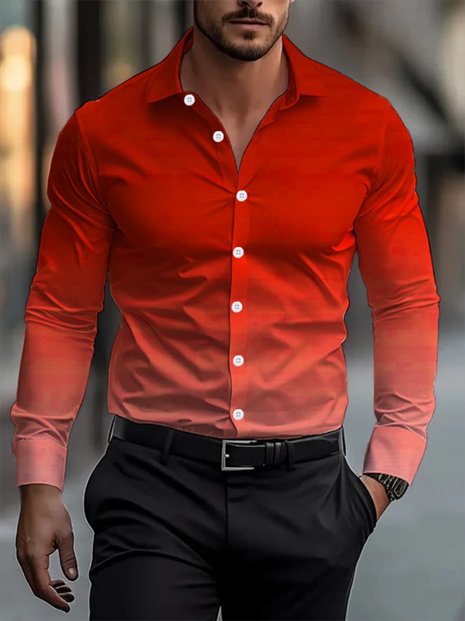 Camisa degradado ejecutivo casual para hombre