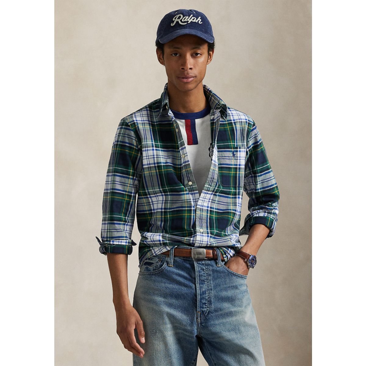 Classic Fit Plaid Oxford Shirt - 7