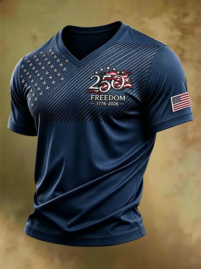 Camiseta retro Independence Day Patriot V-Neck para hombre