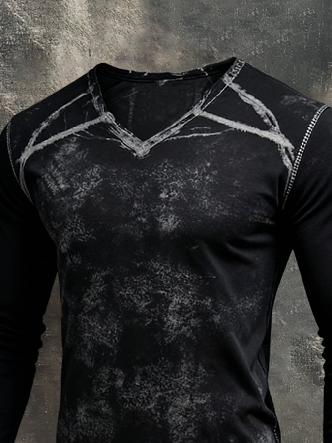 Camiseta vintage desgastado de manga larga para hombre