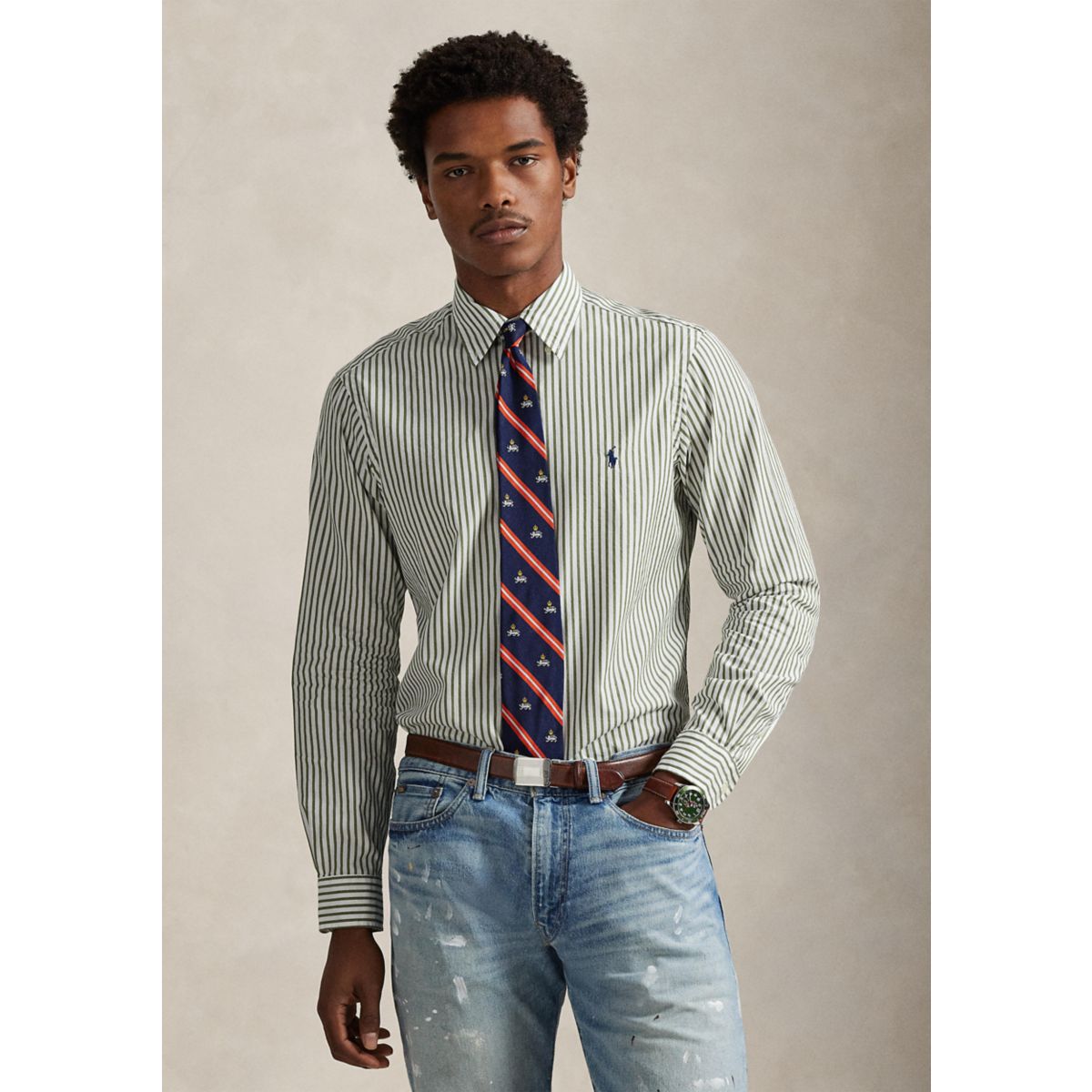 Classic Fit Striped Broadcloth Shirt - 1
