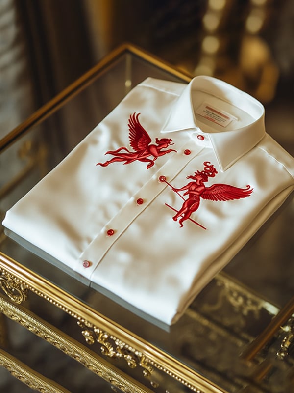 Camisa seda Valentine's Day de lujo casual de manga larga para hombre