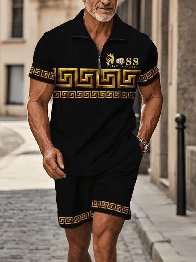 Camisa polo retro Letter Design casual ejecutivo de manga corta Comfortable And transpirable Suit para hombre