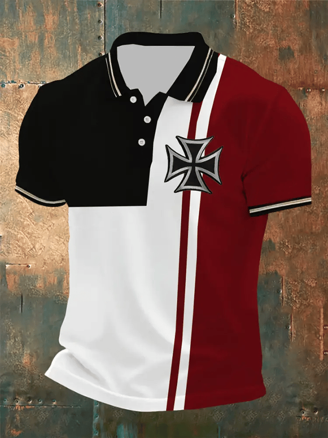 Camisa polo retro Faith casual estampado para hombre