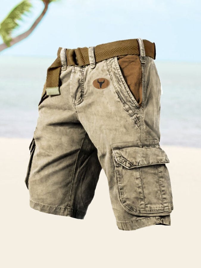 para hombre vintage Multi-Pocket estampado Cargo shorts