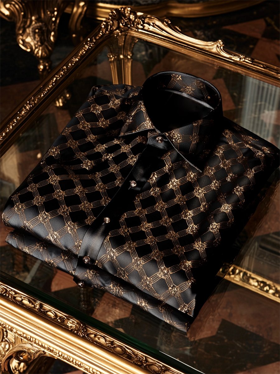 Camisa satén Luxe de manga larga con botones para hombre