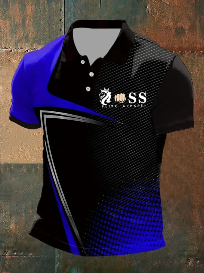 Camisa polo retro Letter estampado casual para hombre