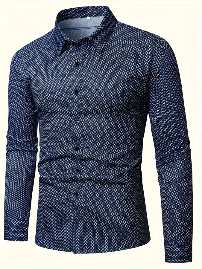 Camisa geométrico Design ejecutivo casual para hombre
