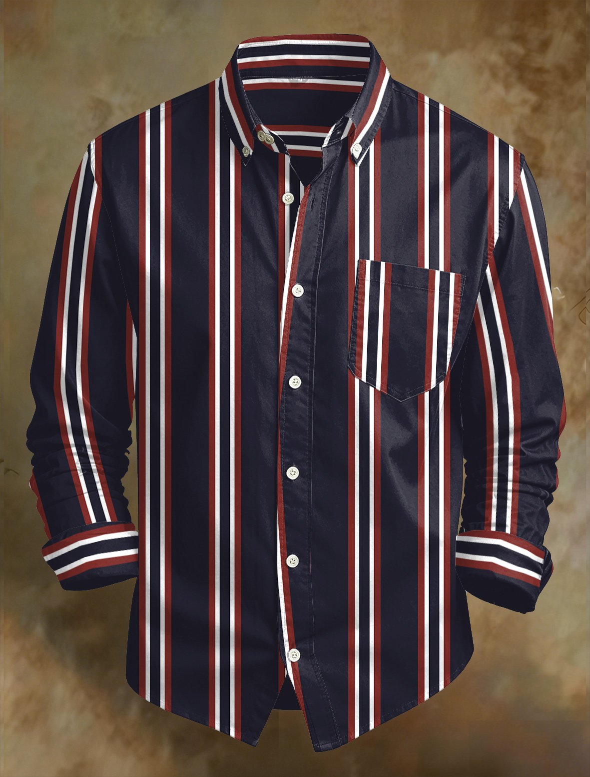 Camisa retro Abstract Art estampado Comfortable ejecutivo Style para hombre