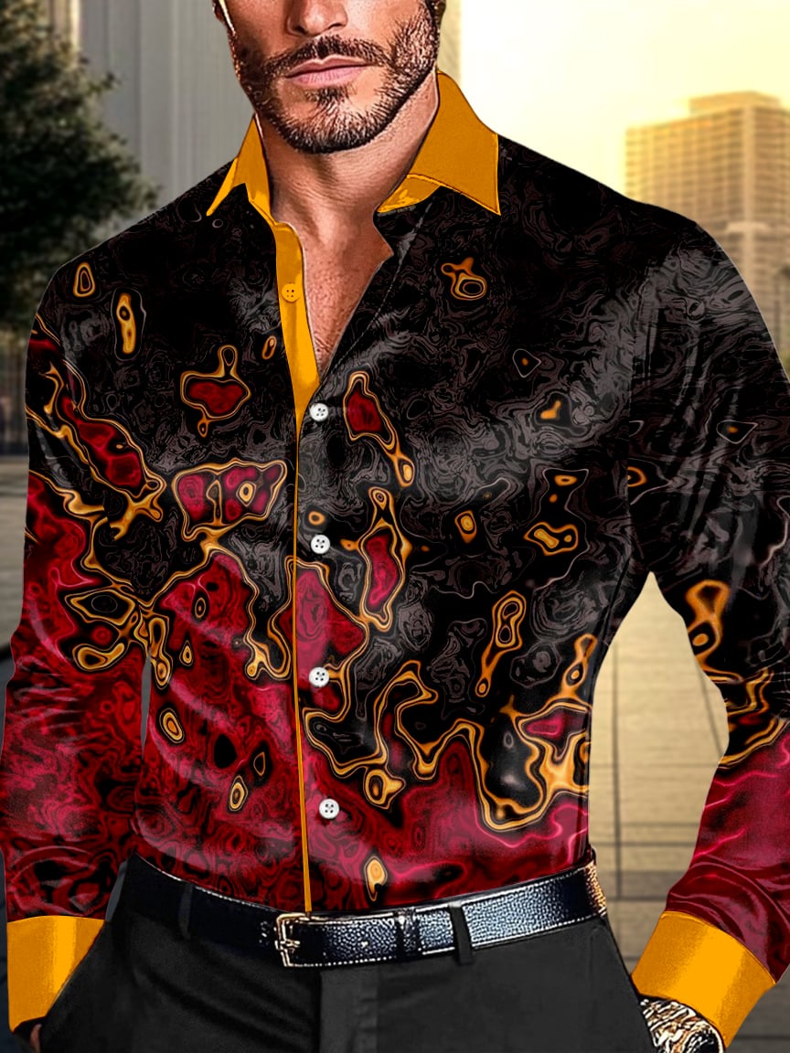 Camisa satén Luxe de manga larga con botones para hombre