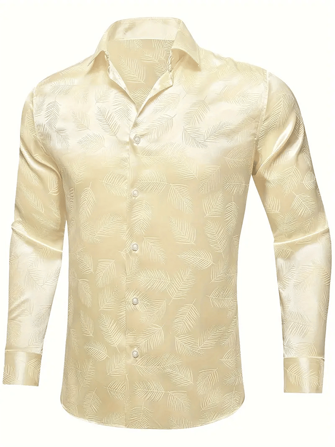 Camisa seda ejecutivo de lujo Design estampado de manga larga para hombre