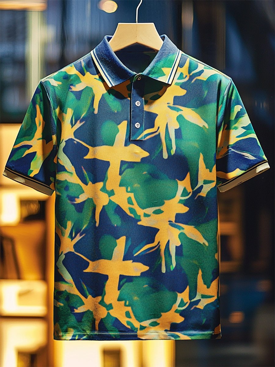 Camisa polo ejecutivo casual Cross Faith Button de manga corta para hombre