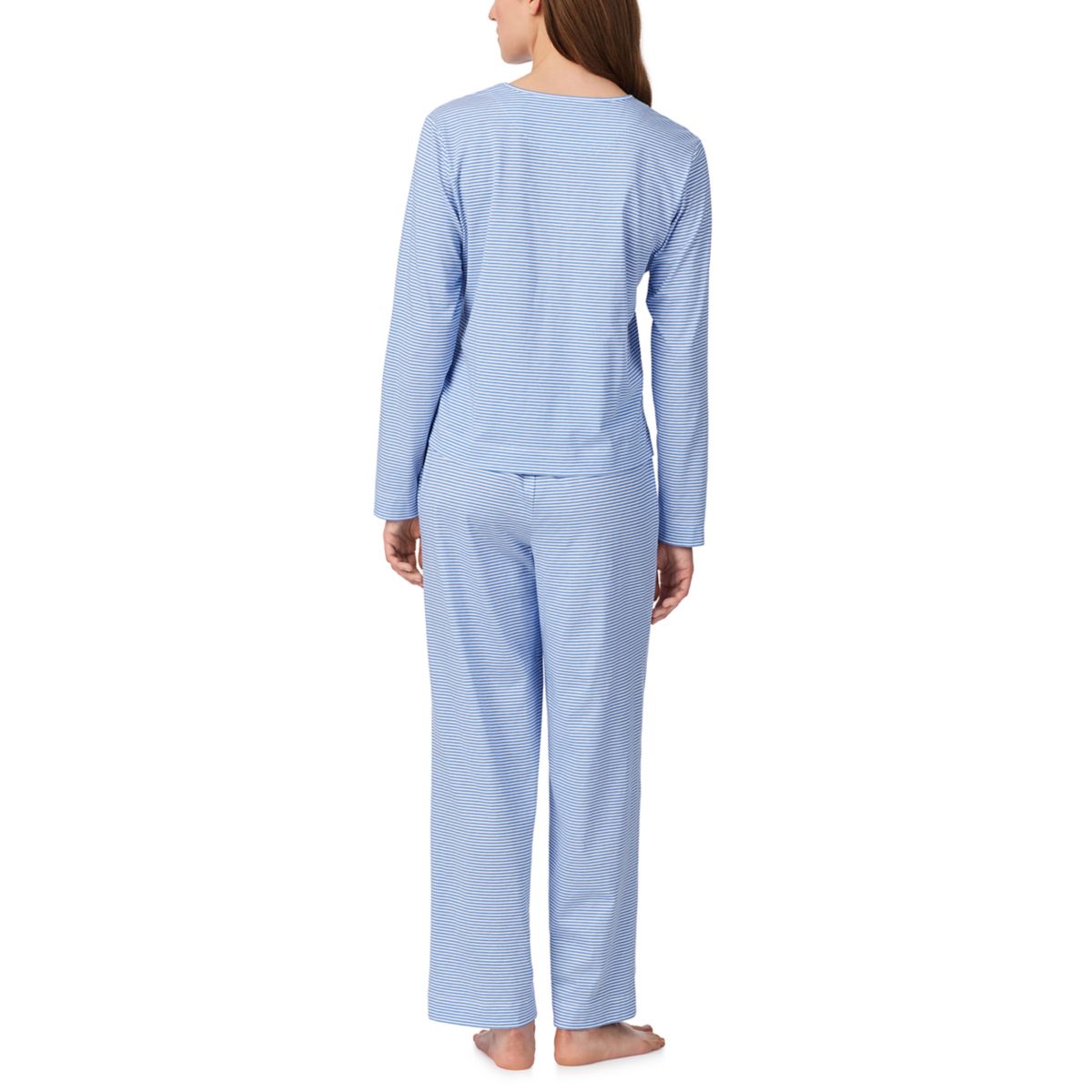 Women's Long Sleeve Crew Neck Ankle Pant Pajama Set - 2