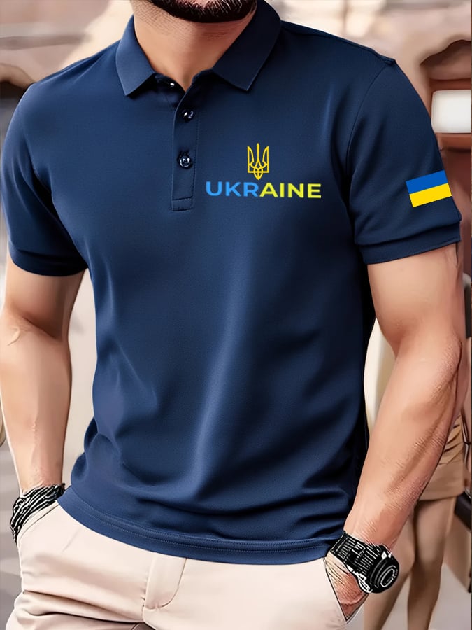 Camisa polo Ukraine Flag estampado para hombre