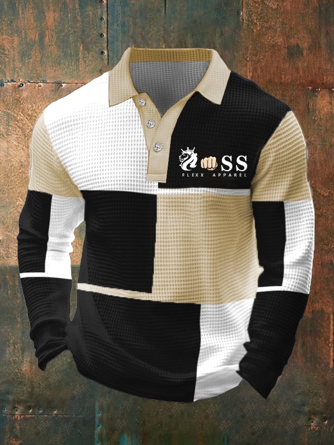 Camisa polo ejecutivo Style Contrast Waffle para hombre