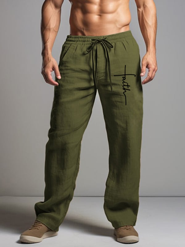 Pantalón Drawstring Elastic Waist Straight Comfortable And transpirable para exterior Vacation Beach Vacation casual para hombre