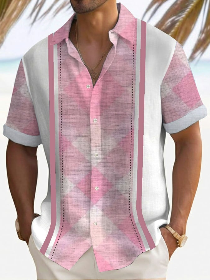 Camisa Trendy estampado Lapel de manga corta