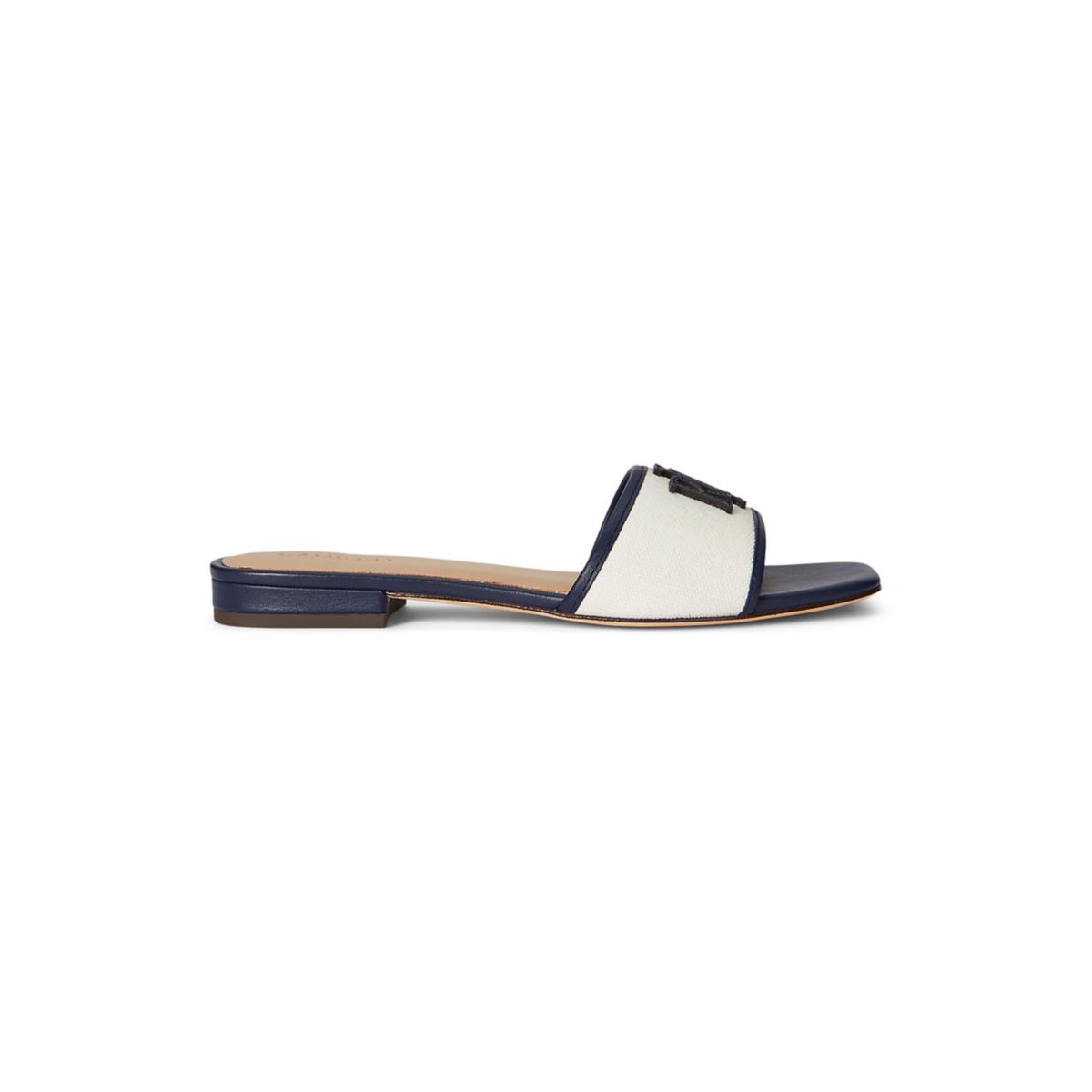 Everley Leather-Trim Canvas Slide Sandal - 2