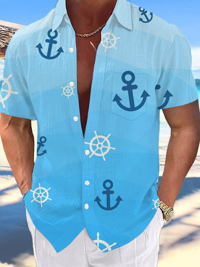 Camisa Hawaiian Anchor estampado Resort casual (Includes Pockets) para hombre