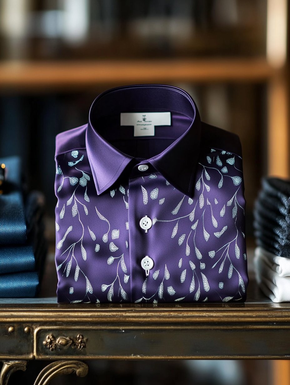 Camisa de lujo seda ejecutivo clásico de manga larga para hombre