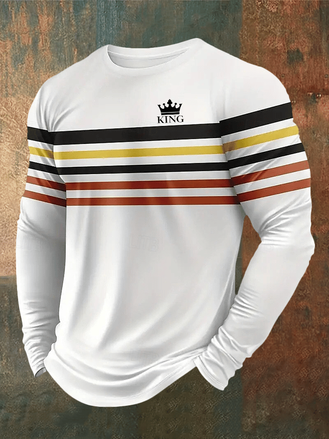 Camiseta ejecutivo casual estampado de manga larga para hombre