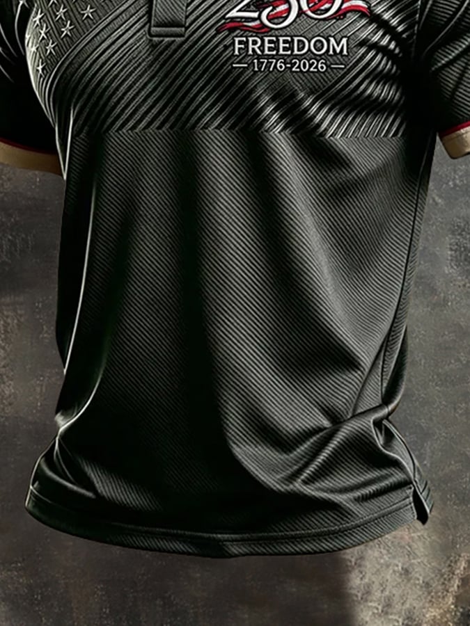 Camisa polo retro "Patriot" Color-Block de manga corta para hombre