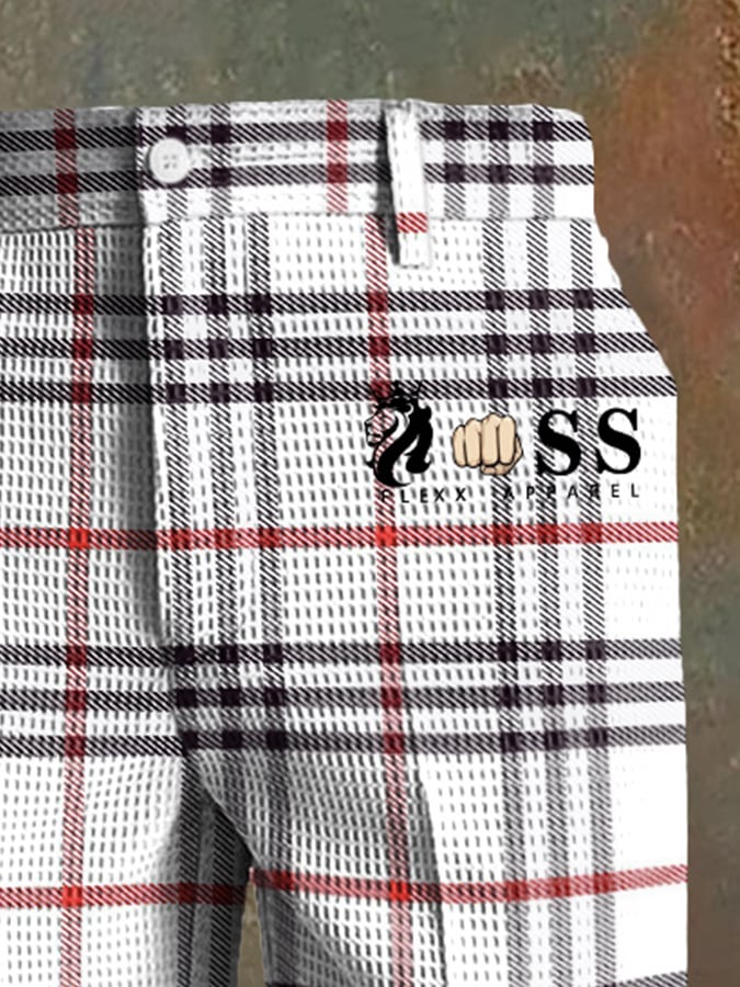 Pantalón casual a cuadros Waffle para hombre