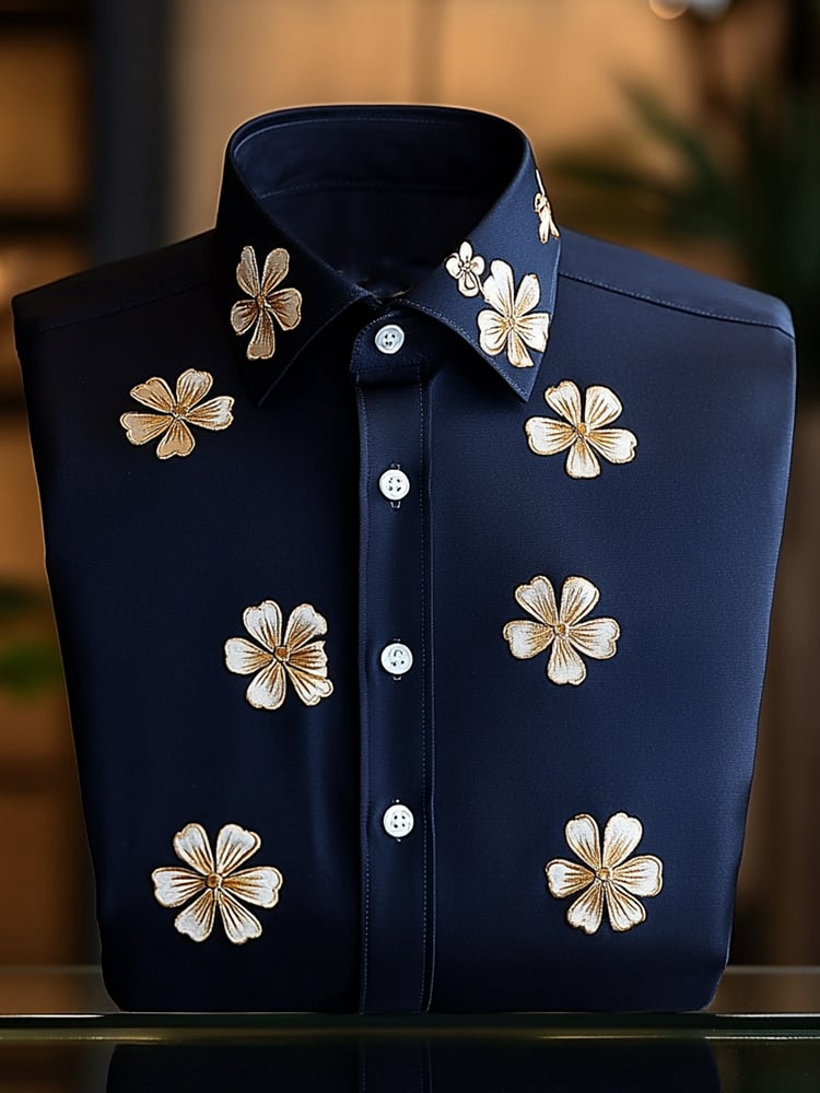 Camisa ejecutivo casual solapa de manga corta para hombre