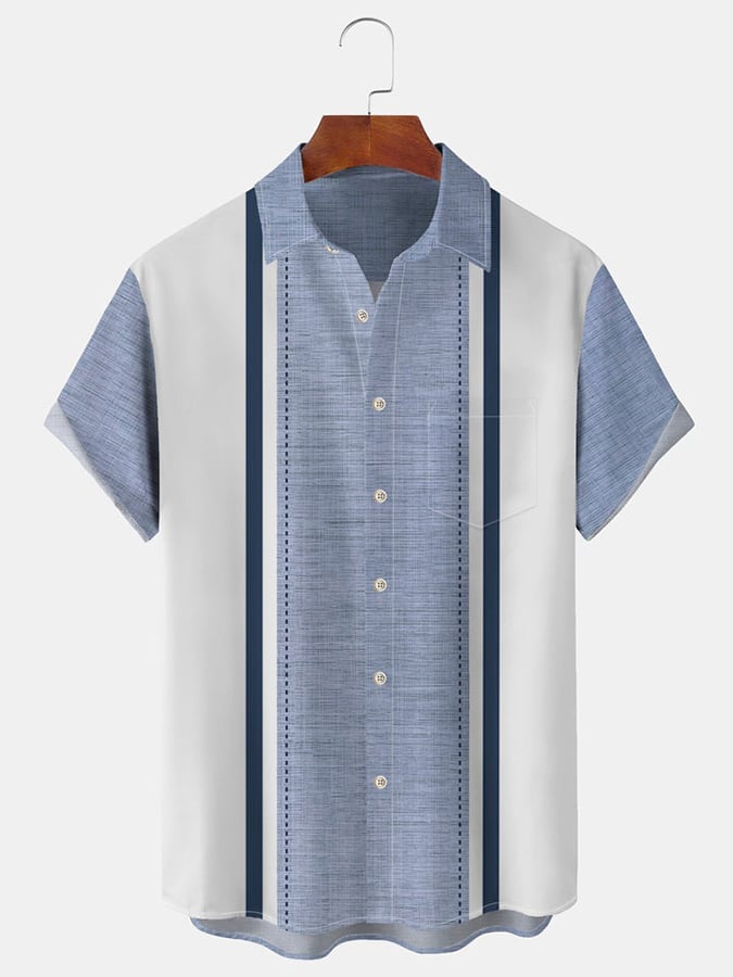 Camisa de manga corta With Color Contrast estampadoing For casual Vacation para hombre