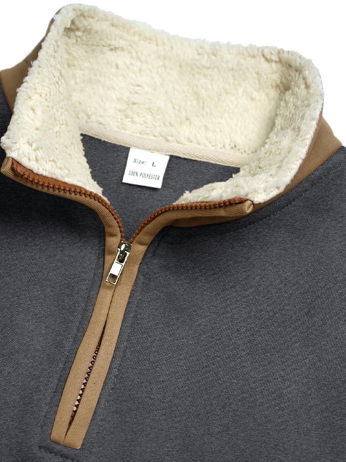 Sudadera vintage desgastado Plush solapa Warm para hombre