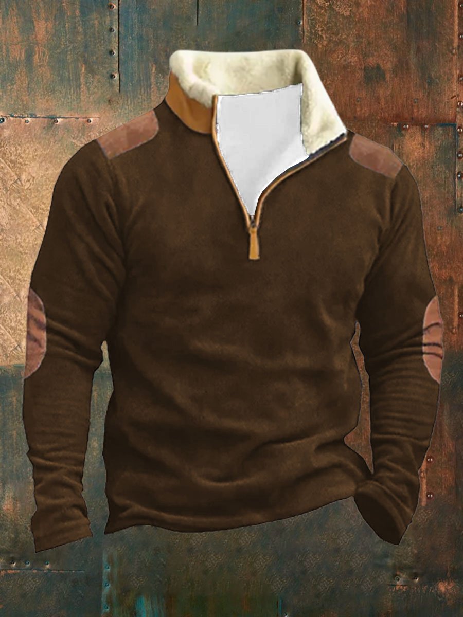 Sudadera casual solapa de manga larga para hombre