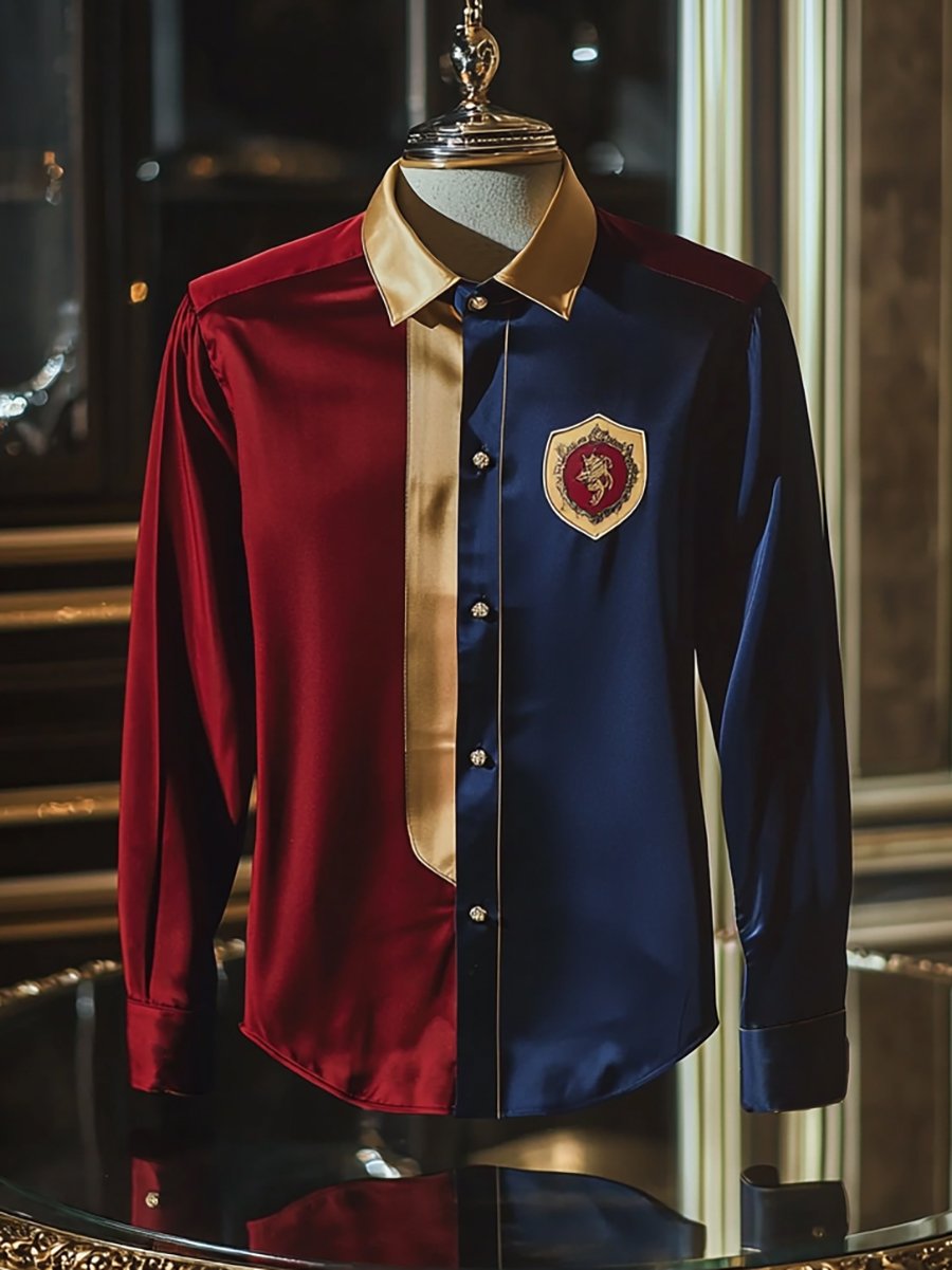 Camisa satén de lujo ejecutivo de manga larga para hombre