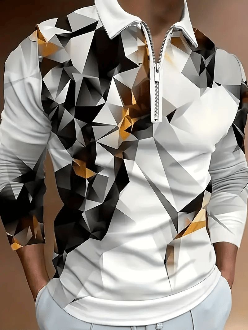 Camisa polo Trendy ejecutivo a rayas cierre para hombre