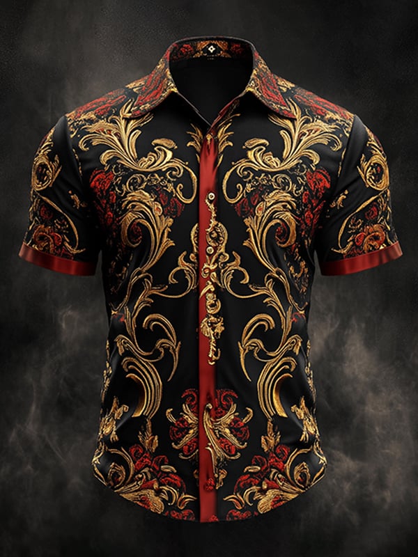 Camisa retro Gothic diseño de manga corta para hombre