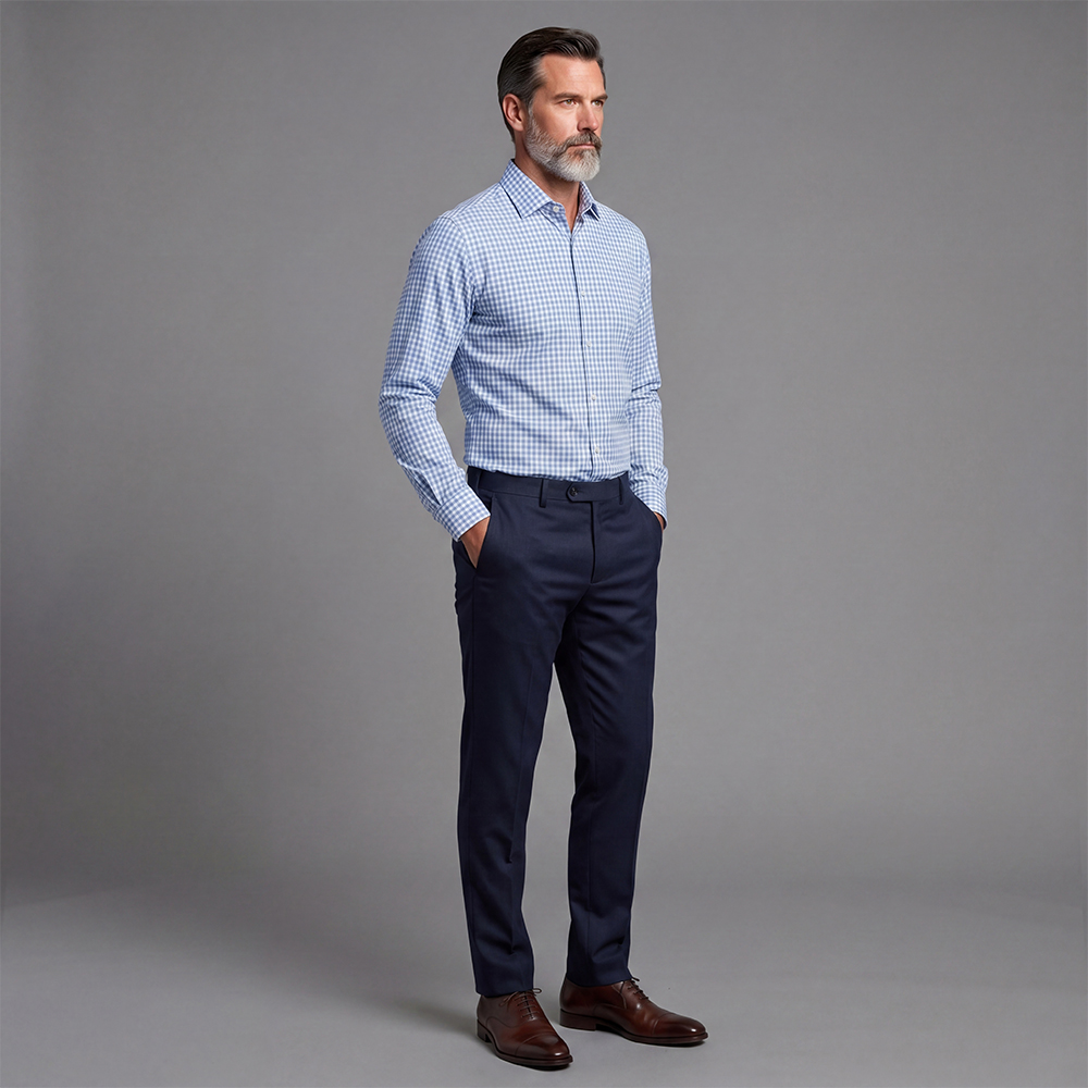 Camisa Four-Way elástico casual Checkered