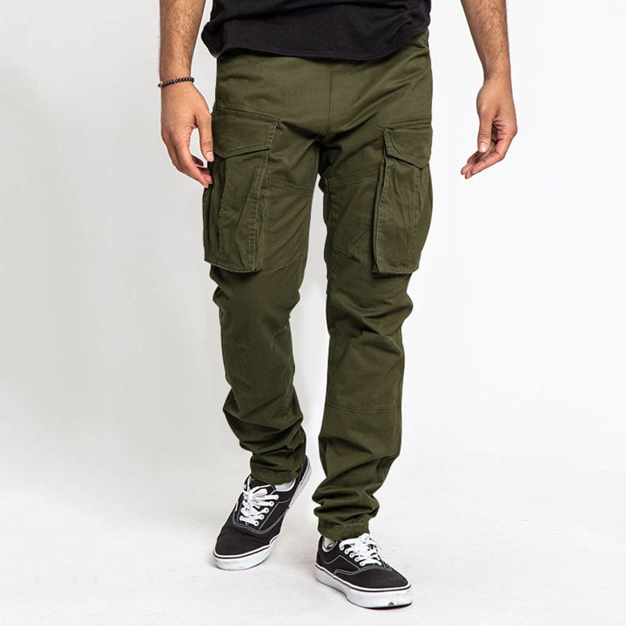 Pantalón de color sólido Multi bolsillo casual Cargo para hombre