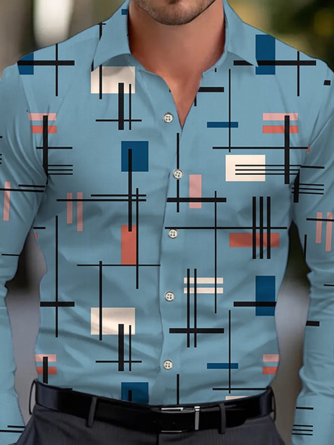 Ejecutivo Style geométrico Princamiseta para hombre